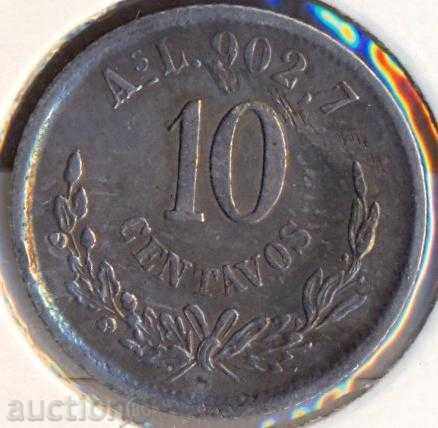 Mexic 10 centavos 1891, Alamos, argint 903, gr.2,7