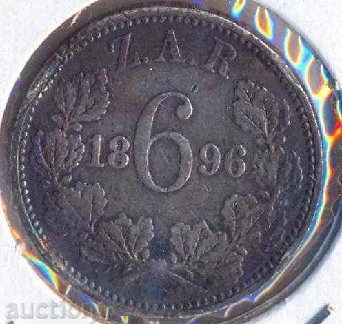 South Africa 6 pence 1896, circulation 205 thousand, rare silver.