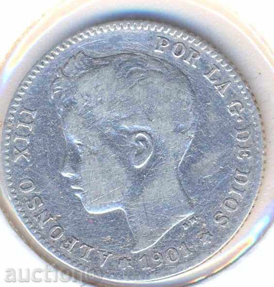 Испания 1 песета 1901 година, сребро, гр.5 с цена 20.00 лв. | € 10.23 Испания 1 песета 1901 година, сребро, гр.5 с цена 20.00 лв. | € 10.23