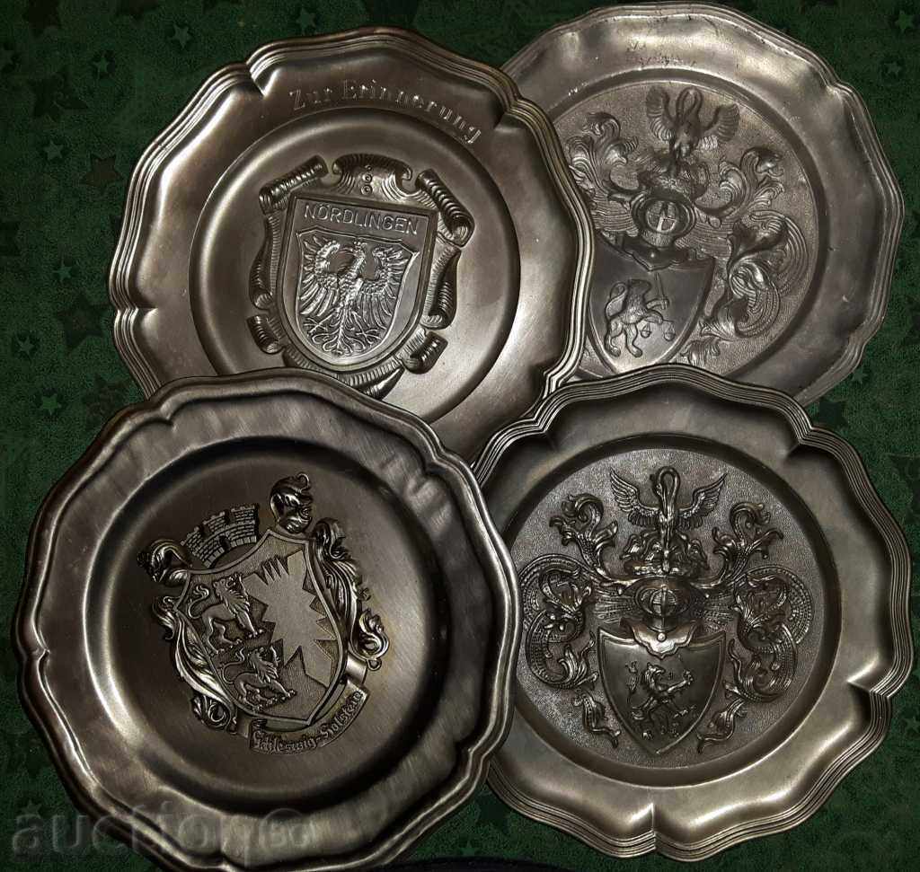 Relief panels with authentic detailed coats of arms - Lot 4 pcs.