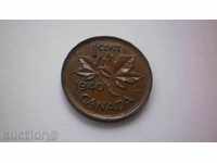 Kaнaдa Джордж VI 1 Цент 1940 Рядка Монета