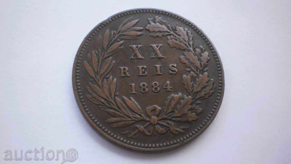 Португалия XX Рей 1884 Рядка Монета