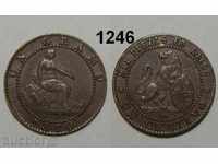 Испания 1 centimo 1870 отлична монета Spain