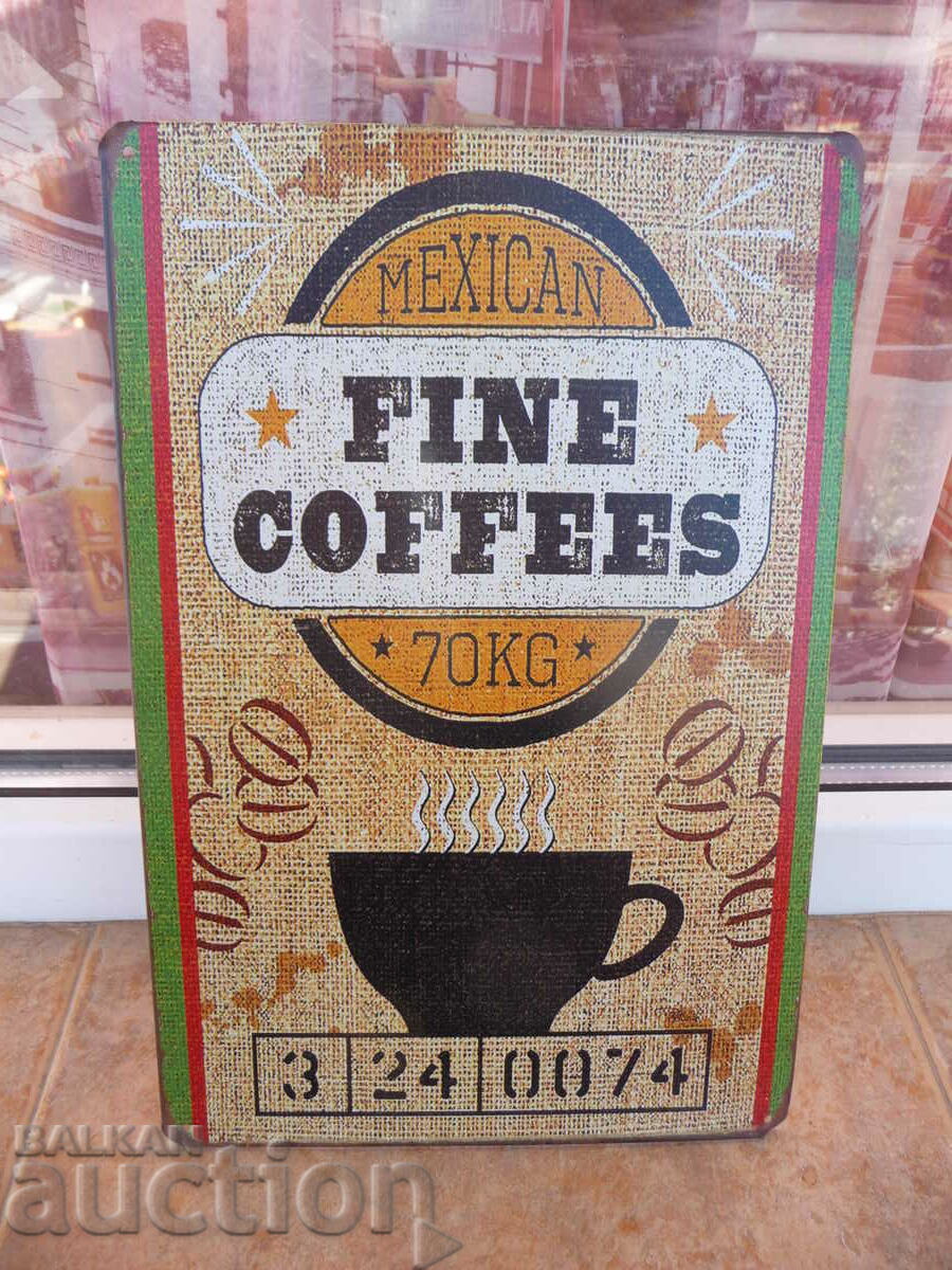 Placă metalică boabe de cafea aromă zahăr cappuccino Mexic aude cu preț 18.00 BGN | € 9.20