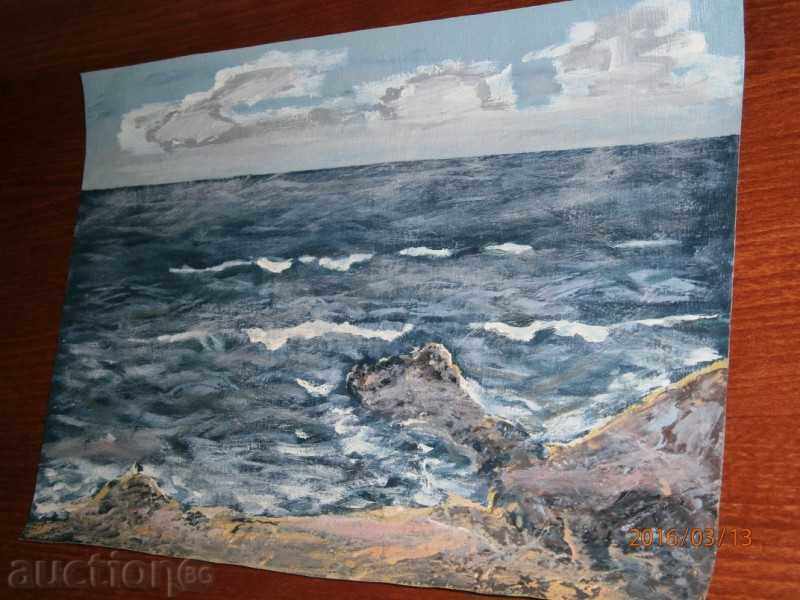 Old painting - SEA - oil on canvas - 13 - 5