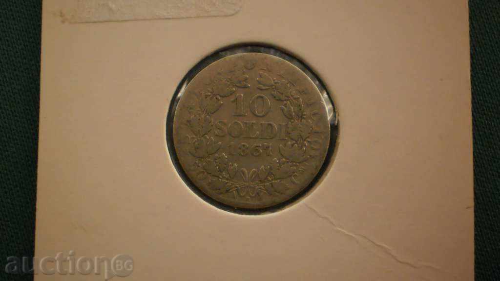 Livrarea Vatican 10 SOLDI 1867 Vatican - RARE COIN