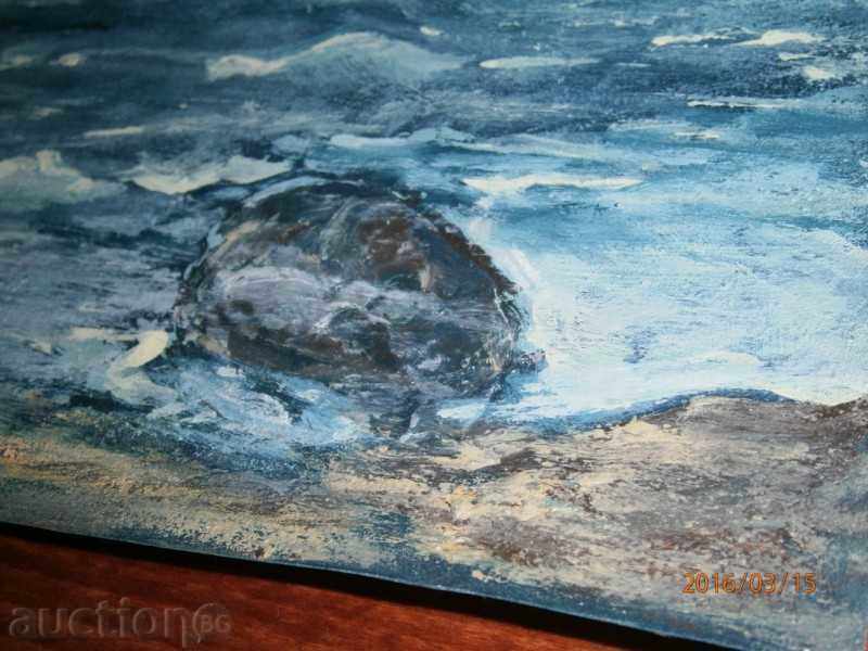 Auction  Old painting - SEA - oil on canvas - 18