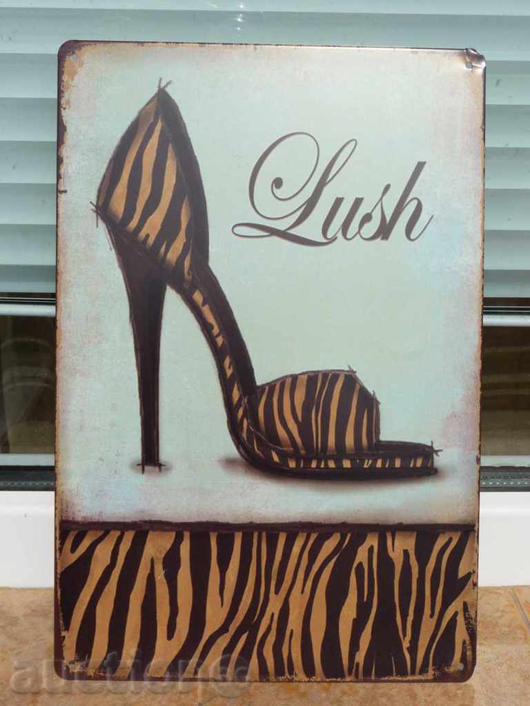 Метална табела мода Дамски обувки модерни леопард зебра кожа