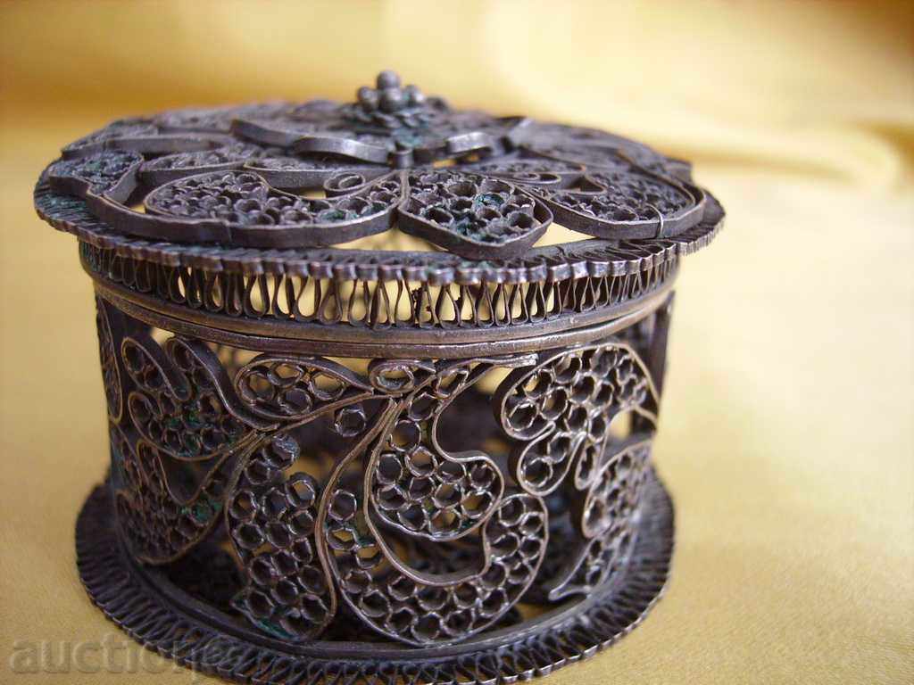 Filigree silver antique jewelry box