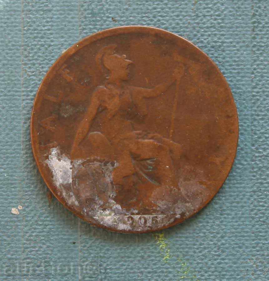 1/2 penny 1905 Marea Britanie