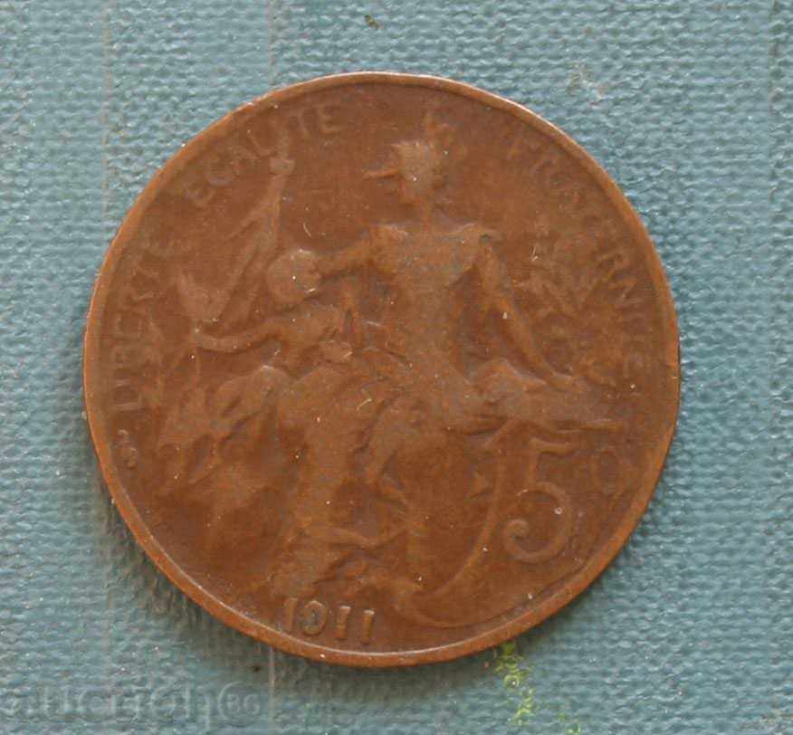5 centimes 1911 Franța