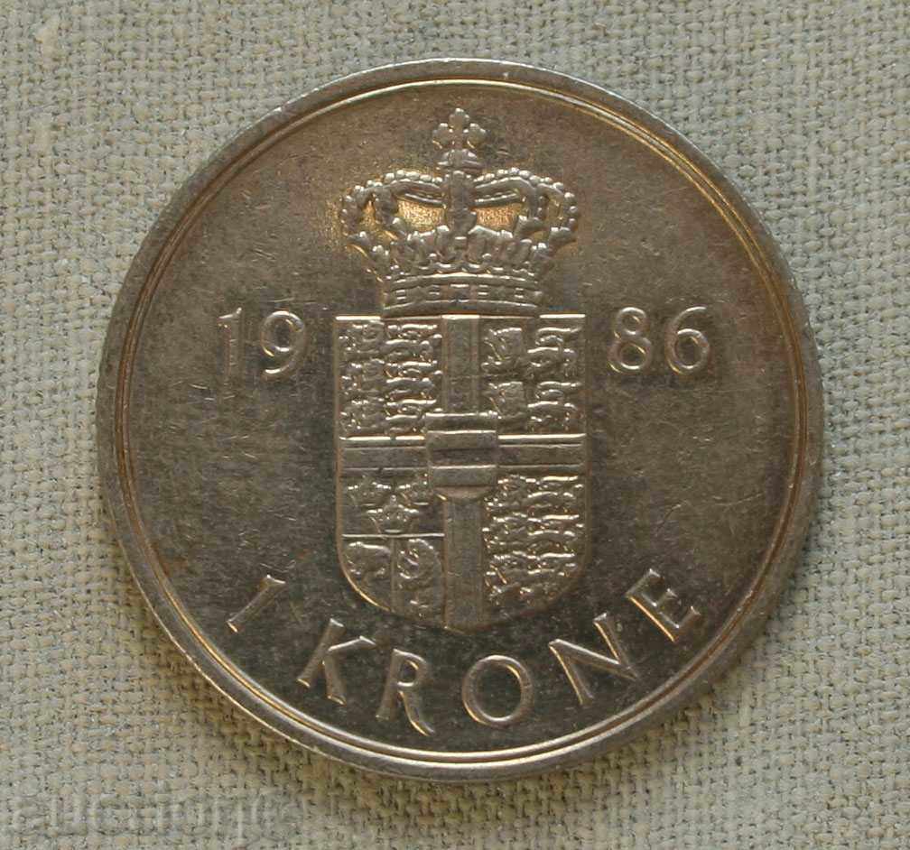 1 krona 1986 Denmark