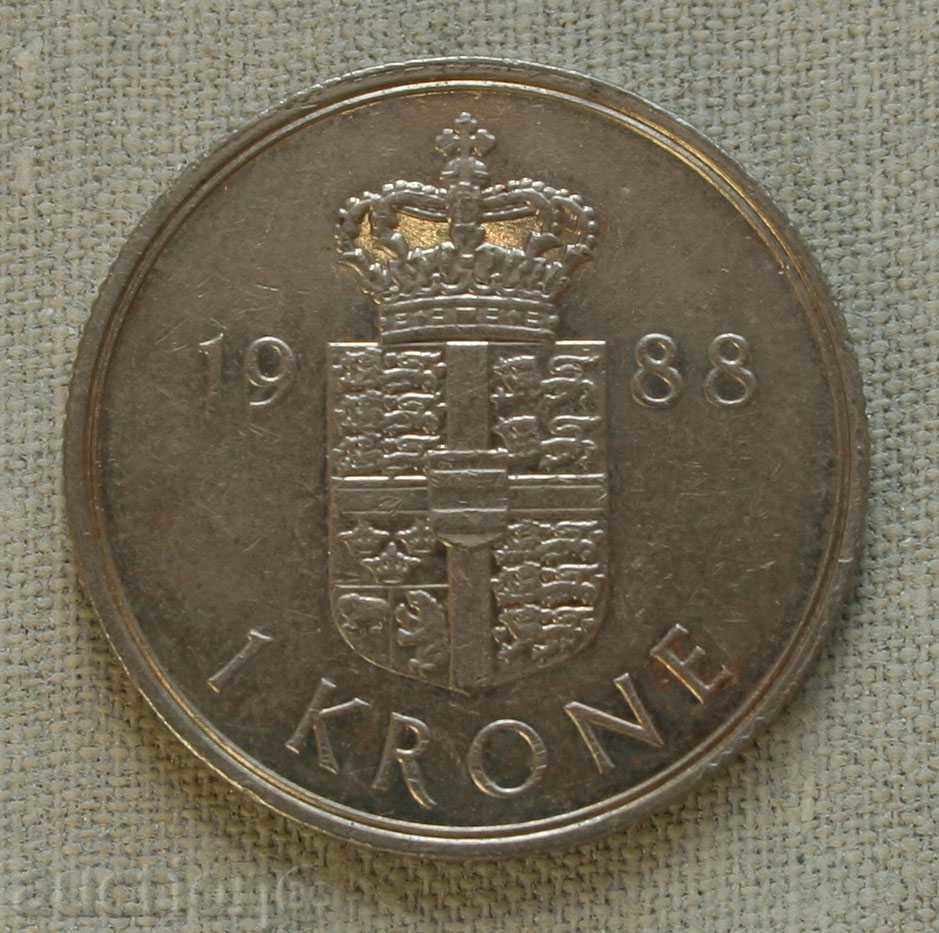 1 крона 1988 Дания
