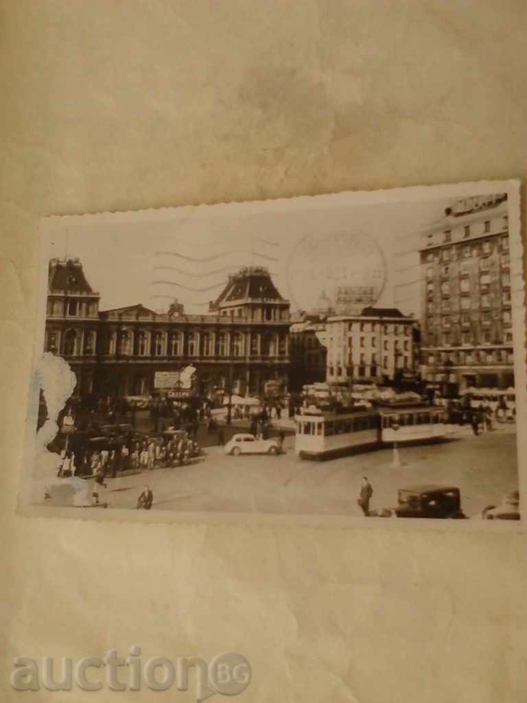 Postcard Bruxeless Gare du Nord and Place Roger 1951