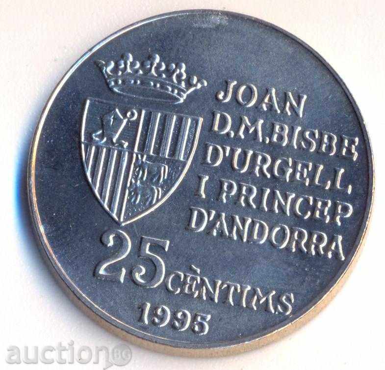 Андора 25 сантима 1995 година, 30 мм., ФАО, тираж 50 хил.
