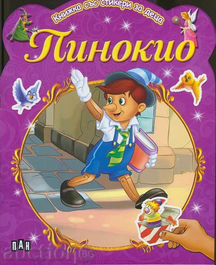 Booklet with stickers for children. Pinocchio