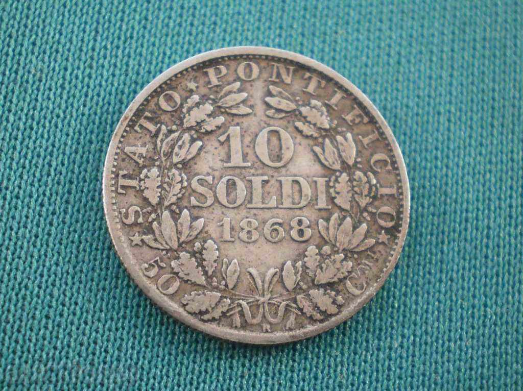 Аукцион Ватикан - Pius IX AN XXIII 10 Солди 1868 R