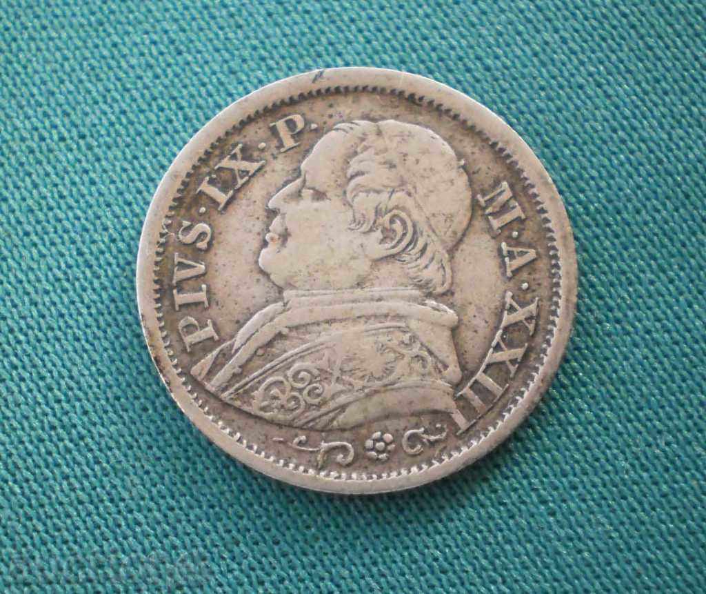 Доставка на Ватикан - Pius IX AN XXIII 10 Солди 1868 R
