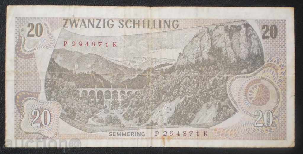 Bancnota Austria 20 Schilling 1967 VF + bancnote Rare cu preț € 4.09 | 8.00 BGN