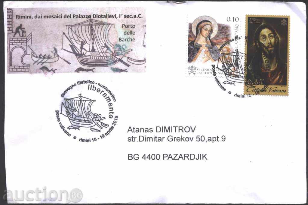 Пътувал плик с марки и специален печат от  Италия