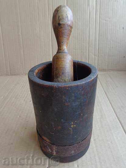 Old wooden mortar, mortar, chiller, wooden