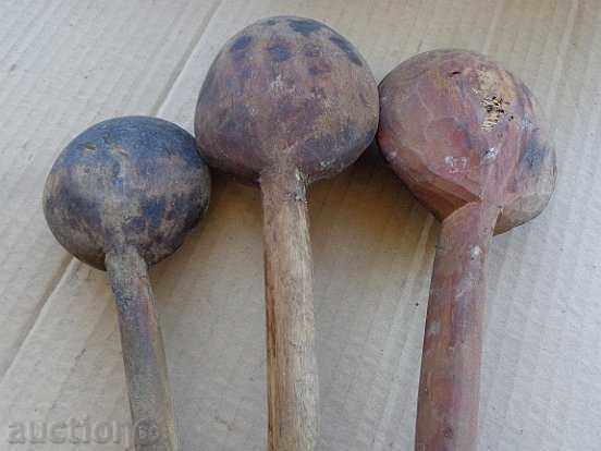 Lot of old spoons of wood, wooden, primitive - 5 Lot of old spoons of wood, wooden, primitive - 5