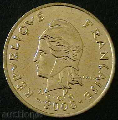 100 francs 2008, New Caledonia with price 8.00 BGN | € 4.09