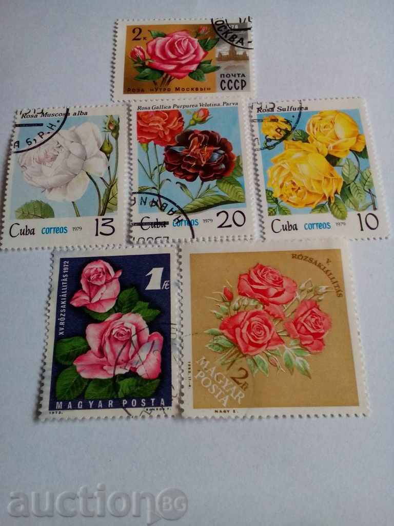 Lot of stamped stamps - roses series