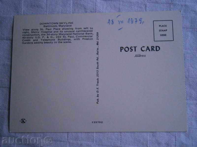 Postcard BALTIMORE MARYLAND USA - BALTIMORE MERILAND - 1979 2 with price 7.00 BGN | € 3.58 Postcard BALTIMORE MARYLAND USA - BALTIMORE MERILAND - 1979 2 with price 7.00 BGN | € 3.58