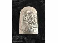 Silver icon, mahogany back 10/6 cm