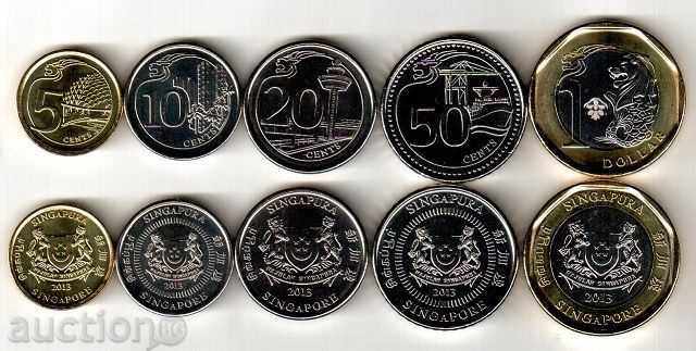 Singapore: Set 5 coins - 5,10,20,50 cents, 1 dollar 2013