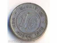 Мавриций 10 сентавос 1889 година, тираж 500 хиляди, сребърна