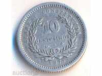 Uruguay 10 sentimos 1877 de argint