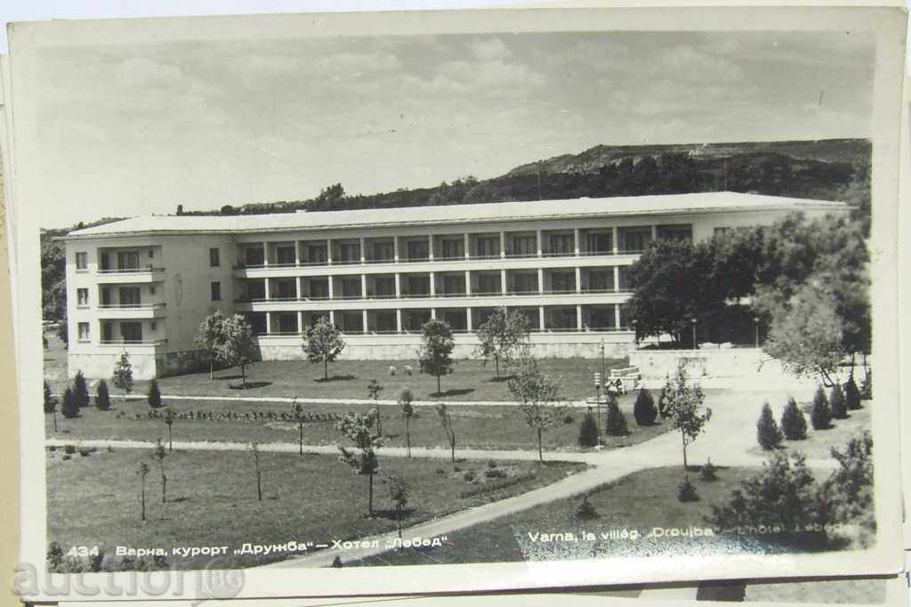 Card - Swan Hotel Varna Drujba - alb-negru - 1960