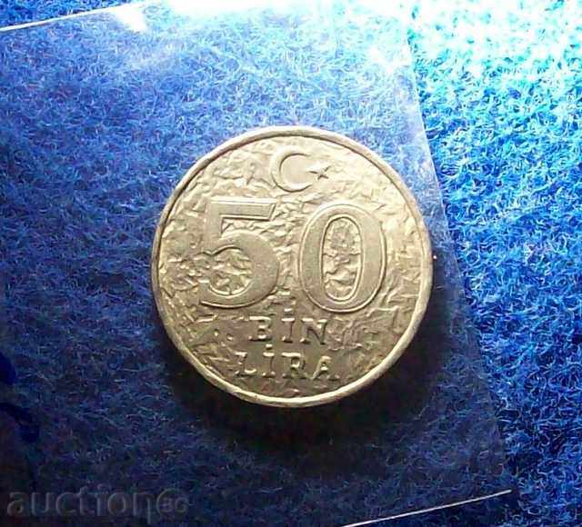 50000 liras Turcia 1996