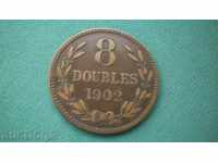 Guernsey 8 Double 1902 H Rare (k)