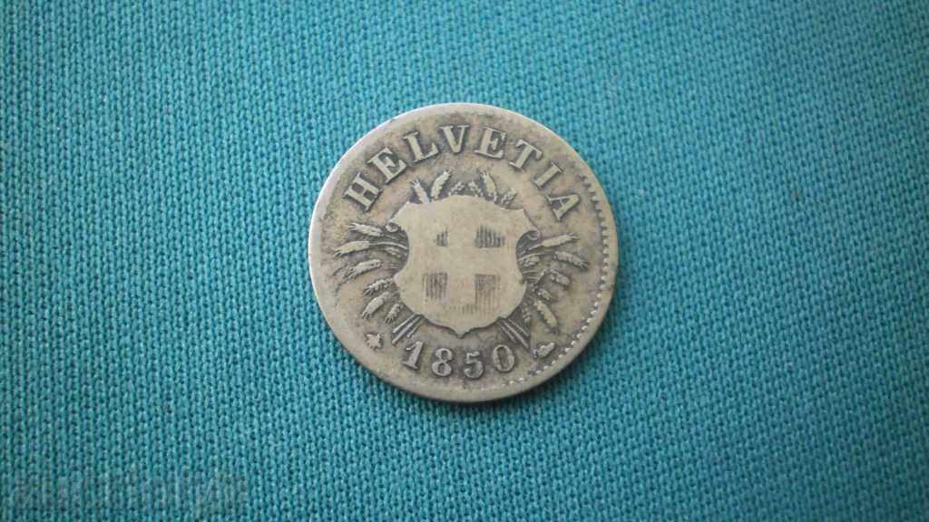 Elvetia 5 Rapen 1850 V argint rar (k) cu preț € 7.67 | 15.00 BGN