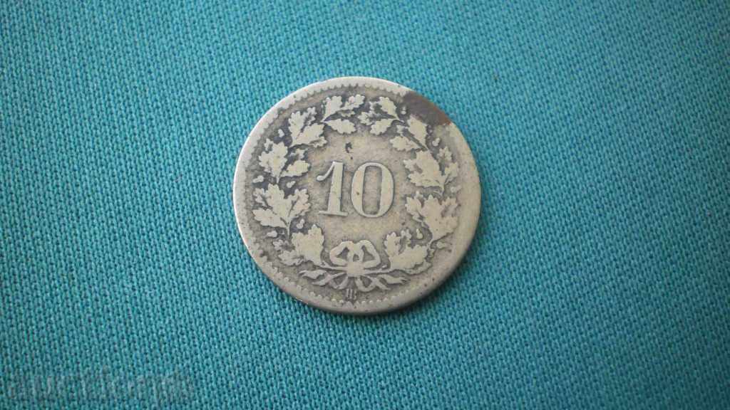 Ελβετία 10 Rapen 1850 V Silver Rare (k)