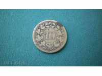 Switzerland 10 Rapen 1850 V Silver Rare (k)