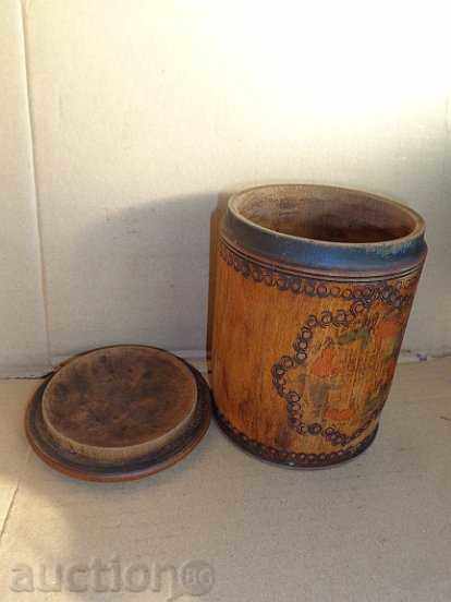 An old spice box, a wooden jar with a lid, a wooden jar with price 49.00 BGN | € 25.05