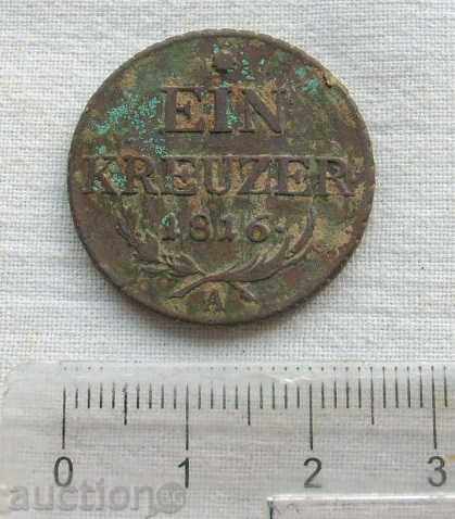 1 Kreuzer - 1816 Year Austria - EXCELLENT