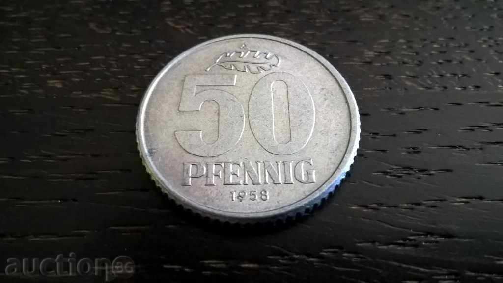 Monedă - Germania (RDG) - 50 pfennig | 1958; seria A