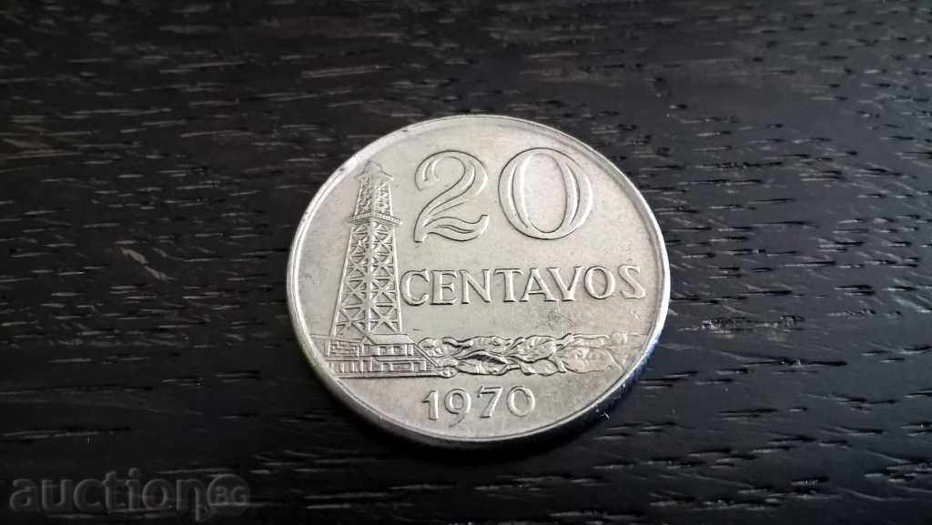 Монета - Бразилия - 20 центавос | 1970г.