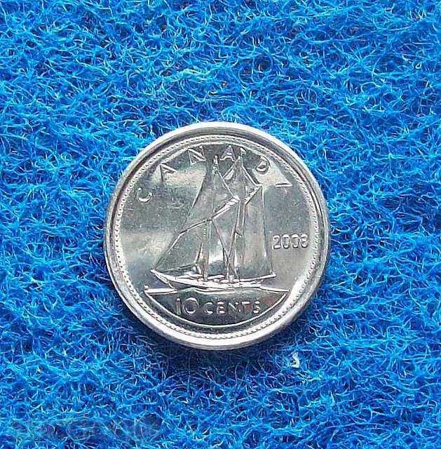 Canada 10 centi-2008 cu Mintz-luciu