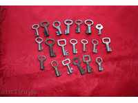 Keys of old forged padlocks