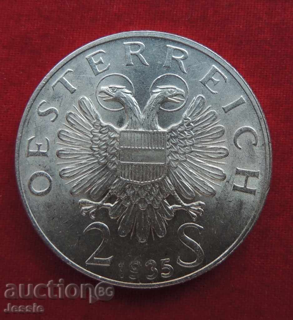 2 Schilling Austria Silver 1935 MINT-
