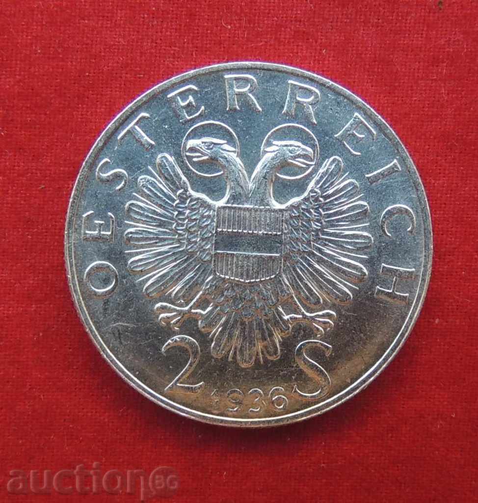 2 Schilling Austria Argint 1936 - UNC -