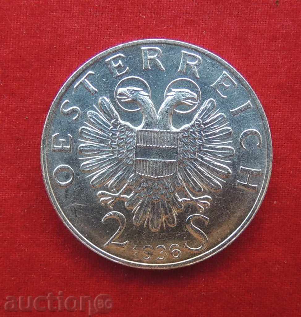 2 Schilling Austria Silver 1936 - UNC -