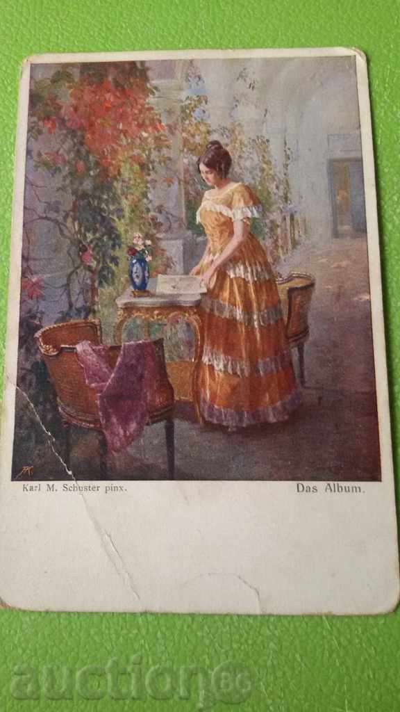 Παλιά κάρτα Λουλούδι κορίτσι
