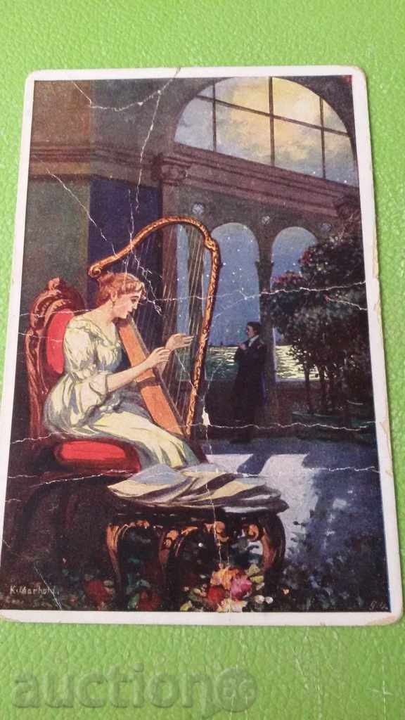 OLD CARD PENTRU FETE harpă